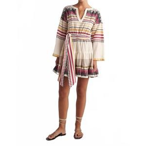 NEW PEARL AND CAVIAR serifos mini dress in natural fuchsia